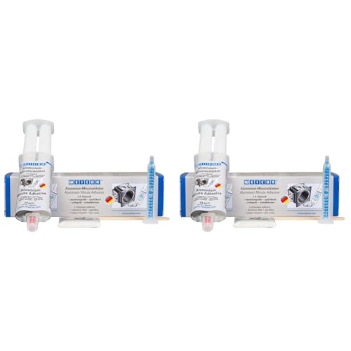 WEICON Aluminium-Minutenkleber mit Mischdüse 24 ml | schnellhärtender 2-Komponenten Epoxid-Klebstoff (Packung mit 2) von WEICON