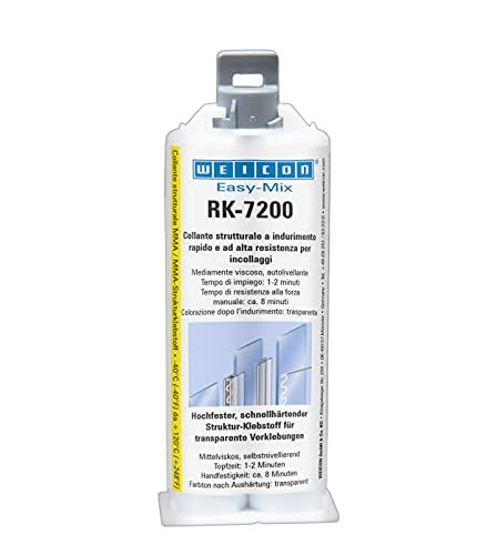 WEICON Easy-Mix RK 7200 50g Strukturkleber Acrylkleber für Kunststoff, Glas und viele mehr, transparent von WEICON