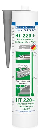 WEICON Flex 310 M HT 220+, 290 ml, hochtemperaturbeständiger Klebstoff auf Polymer-Basis, Thermolackierung möglich, grau von WEICON