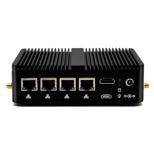 Firewall-PC Mini-Desktop-Computer J4125 DDR4 32 GB RAM Quad Core AES-NI OPNsense Industrie-Mini-PC 256 GB SSD, RS232, HD, WLAN, BT, 4-Intel-2.5GbE-Ethernet für Netzwerk-Firewall-Gateway von WEIDIAN