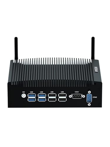 WEIDIAN Lüfterlos PC Dual Ethernet with Core i3 6157U, Mini Desktop PC Dual HD Ausgabe anzeigen, 2RS232 COM, 4USB3.0, 4USB2.0, Dual Band WiFi, BT, Winodws 10 Pro(8G RAM 256G SSD 1T HDD) von WEIDIAN