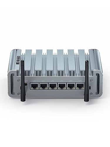 WEIDIAN Micro Firewall Appliance, Mini PC, OPNsense, VPN, Router PC, Celeron J4125, 6 x I225-V 2.5GbE Ethernet Ports, HD, RS232, USB3.0, SIM Slot, 4G DDR4 128G SSD, Auto Power On, VESA, Metal Case von WEIDIAN