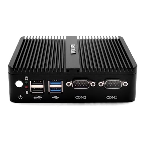 WEIDIAN Mini Industrie PC, Windows 10 Pro 8GB DDR4 RAM 256GB SSD, Quad-Core Celeron J4125, 4K HD Mini Desktop Computer, Mini PC, HD/VGA/2Gigabit Ethernet/Dual Band Wi-Fi/BT 4.0/2RS232 Com Port/VESA von WEIDIAN