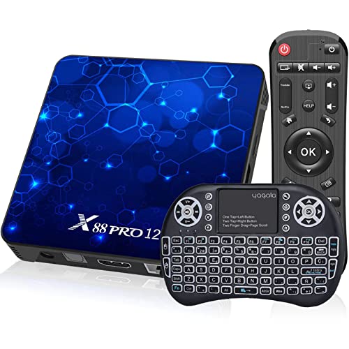 Android 12.0 TV Box, 4GB RAM 64GB ROM RK3318 Quad-Core 64-bit Cortex-A53, Android Box mit 2.4G/5G WiFi6 Bluetooth 5.0, Media Player Unterstützung 3D 4K UHD Videos mit Mini-Tastatur von WEILY