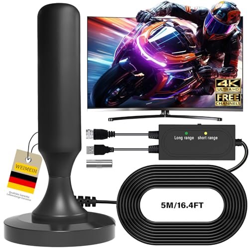 Interne TV-Antenne 2025 verstärkte interne TV-Antenne leistungsstark, terrestrisch mit 450 km Empfang mit Magnetfuß, Signalverstärker Support 4K HD/1080P für HDTV Interne TV-Antenne 2025 verstärkte interne TV-Antenne leistungsstark, terrestrisch mit 450 km Empfang mit Magnetfuß, Signalverstärker Support 4K HD/1080P für HDTV von WEIMEIH