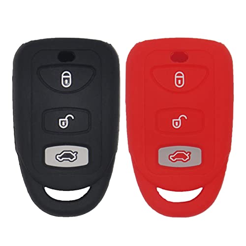 2 Stück weiche Silikon-Autoschlüssel-Schutzhülle für Hyundai Elantra Genesis Sonata Kia Sorento Forte Optima Rondo Spectra Keyless Entry Schlüsselanhänger, Schwarz & Rot 2 Stück weiche Silikon-Autoschlüssel-Schutzhülle für Hyundai Elantra Genesis Sonata Kia Sorento Forte Optima Rondo Spectra Keyless Entry Schlüsselanhänger, Schwarz & Rot von WEINIUS