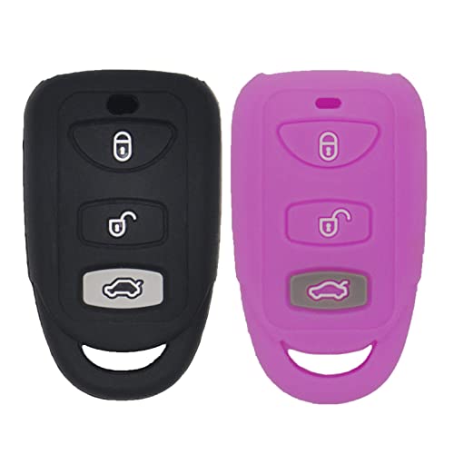 2 Stück weiche Silikon-Schlüsselanhänger-Schutzhülle für Hyundai Elantra Genesis Sonata Kia Sorento Forte Optima Rondo Spectra Keyless Entry Schlüsselanhänger, Schwarz & Violett 2 Stück weiche Silikon-Schlüsselanhänger-Schutzhülle für Hyundai Elantra Genesis Sonata Kia Sorento Forte Optima Rondo Spectra Keyless Entry Schlüsselanhänger, Schwarz & Violett von WEINIUS