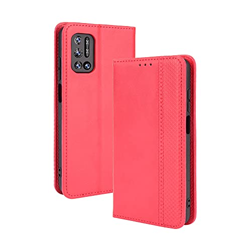 WEIOU Hülle für DOOGEE N40 Pro, Premium TPU/PU Leder Klappbar Schutzhülle Tasche Handyhülle mit Standfunktion & Kartensteckplätzen, Rot von WEIOU