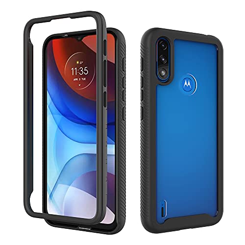 WEIOU Hülle für Motorola Moto E7 Power | E7i Power, PC Transparente Back Cover TPU Robust Bumper Case Outdoor Handyhülle Weiche Rubber Stoßfest Kratzfeste Schutzhülle. Schwarz von WEIOU