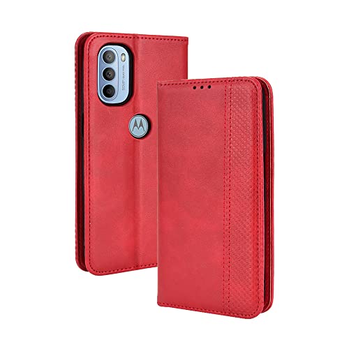 WEIOU Hülle für Motorola Moto G31, Premium TPU/PU Leder Klappbar Schutzhülle Tasche Handyhülle mit Standfunktion & Kartensteckplätzen, Rot von WEIOU