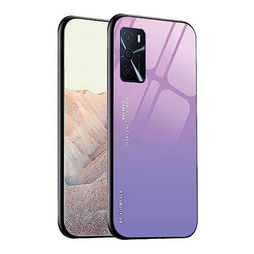 WEIOU Hülle für Oppo A16, Handyhülle Weich Silikon TPU Rahmen Farbverlauf-Glas Back Cover Dünn Bumper Case, Stoßfest Kratzfest Schutzhülle - 2 von WEIOU