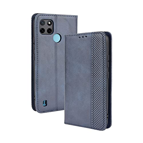 WEIOU Hülle für Realme C21Y (C21-Y) / Realme C25Y, Premium TPU/PU Leder Klappbar Schutzhülle Tasche Handyhülle mit Standfunktion & Kartensteckplätzen, Blau von WEIOU