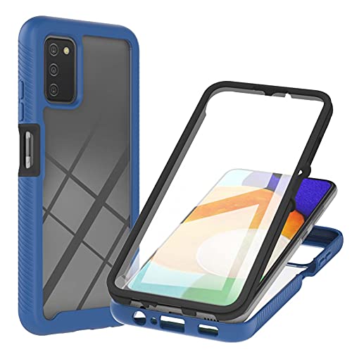 WEIOU Hülle für Samsung Galaxy A03s mit Eingebaute Displayschutz, PC Transparente Back Cover, 360 Grad Stoßfest Schutzhülle TPU Robust Bumper Case Handyhülle. Blau von WEIOU