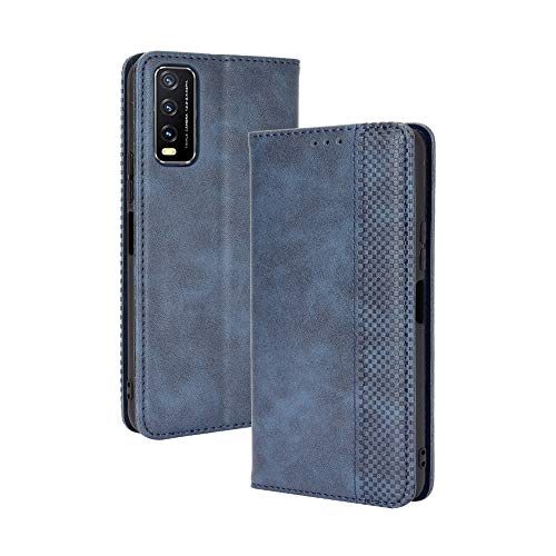 WEIOU Hülle für VIVO Y20s / Y11s / Y20, Premium TPU/PU Leder Klappbar Schutzhülle Tasche Handyhülle mit Standfunktion & Kartensteckplätzen, Blau von WEIOU