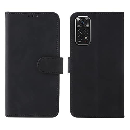 WEIOU Hülle für Xiaomi Redmi Note 11S | Note 11 4G, Premium TPU/PU Leder Klappbar Schutzhülle Tasche Handyhülle mit Standfunktion & Kartensteckplätzen, Schwarz von WEIOU