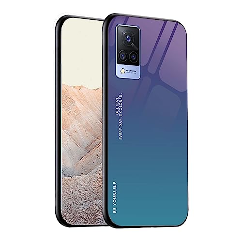 WEIOU Hülle für vivo V21 5G, Handyhülle Weich Silikon TPU Rahmen Farbverlauf-Glas Back Cover Dünn Bumper Case, Stoßfest Kratzfest Schutzhülle - 3 von WEIOU