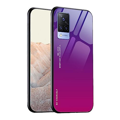 WEIOU Hülle für vivo V21 5G, Handyhülle Weich Silikon TPU Rahmen Farbverlauf-Glas Back Cover Dünn Bumper Case, Stoßfest Kratzfest Schutzhülle - 4 von WEIOU