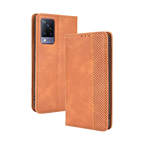 WEIOU Hülle für vivo V21 5G, Premium TPU/PU Leder Klappbar Schutzhülle Tasche Handyhülle mit Standfunktion & Kartensteckplätzen, Brown von WEIOU