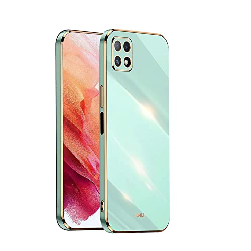 WEIOU Schutzhülle für Samsung Galaxy A22 5G Schutzhülle, Rand mit Goldbeschichtung, weich, TPU, Silikon-Gel, stoßfest, Bumper Case Cover – Grün von WEIOU