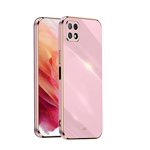 WEIOU Schutzhülle für Samsung Galaxy A22 5G Schutzhülle, Rand mit Goldbeschichtung, weich, TPU, Silikon-Gel, stoßfest, Bumper Case Cover – Violett von WEIOU