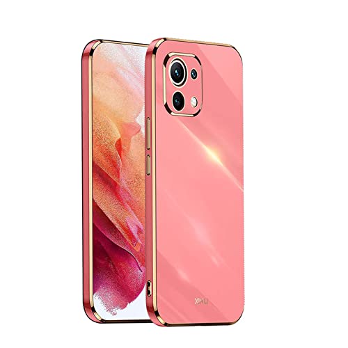 WEIOU Schutzhülle für Xiaomi Mi 11 Lite 5G/4G/11 Lite 5G NE Schutzhülle, Rand mit Goldbeschichtung, weich, TPU, Silikon-Gel, stoßfest, Bumper Case Cover – Rot von WEIOU