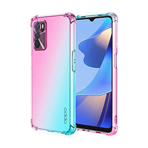 WEIOU Silikon Hülle für Oppo A16 Case, Handyhülle Transparent Dünne Weiche Gradient TPU Soft Stoßfest Durchsichtige Schutzhülle Cover Bumper (Rosa Grün) von WEIOU