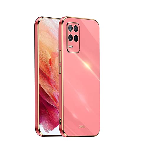 WEIOU Silikon Hülle für Realme 8 5G / Realme Narzo 30 5G Case, Handyhülle Golden Galvanisierrahmen Dünne Weiche TPU Soft Stoßfest Schutzhülle Cover Bumper - Rot von WEIOU