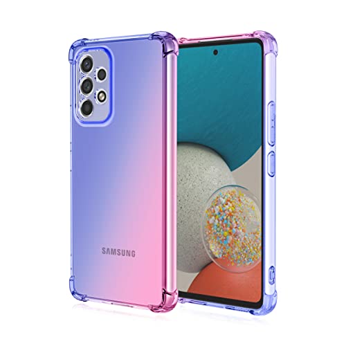 WEIOU Silikon Hülle für Samsung Galaxy A33 5G Case, Handyhülle Transparent Dünne Weiche Gradient TPU Soft Stoßfest Durchsichtige Schutzhülle Cover Bumper (Blau Rosa) von WEIOU