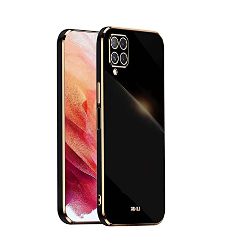 WEIOU Silikon Hülle für Samsung Galaxy M32 Case, Handyhülle Golden Galvanisierrahmen Dünne Weiche TPU Soft Stoßfest Schutzhülle Cover Bumper - Schwarz von WEIOU