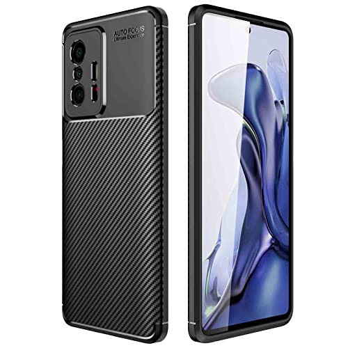 WEIOU Silikon Hülle für Xiaomi Mi 11T Pro 5G / Xiaomi Mi 11T 5G Case, Handyhülle Carbon Fibre Texture TPU Soft Case Stoßfest Schutzhülle Cover Bumper. Schwarz von WEIOU