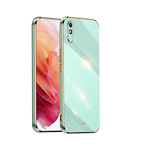 WEIOU Silikon Hülle für Xiaomi Redmi 9AT | Redmi 9A Case, Handyhülle Golden Galvanisierrahmen Dünne Weiche TPU Soft Stoßfest Schutzhülle Cover Bumper - Grün von WEIOU