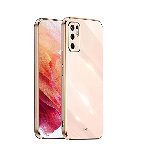 WEIOU Silikon Hülle für Xiaomi Redmi Note 10 5G | Note 10T | Poco M3 Pro 5G Case, Handyhülle Golden Galvanisierrahmen Dünne Weiche TPU Soft Stoßfest Schutzhülle Cover Bumper - Rosa von WEIOU