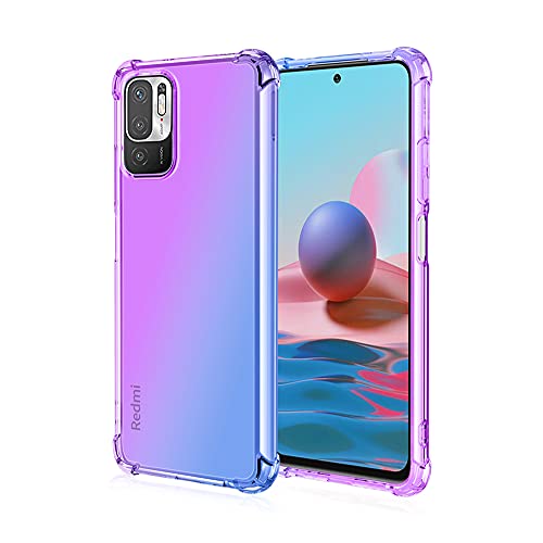 WEIOU Silikon Hülle für Xiaomi Redmi Note 10 5G | Poco M3 Pro 5G Case, Handyhülle Transparent Dünne Weiche Gradient TPU Soft Stoßfest Durchsichtige Schutzhülle Cover Bumper (Lila Blau) von WEIOU