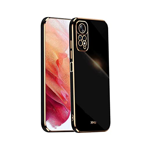 WEIOU Silikon Hülle für Xiaomi Redmi Note 11 Pro (4G / 5G) Case, Handyhülle Golden Galvanisierrahmen Dünne Weiche TPU Soft Stoßfest Schutzhülle Cover Bumper - Schwarz von WEIOU