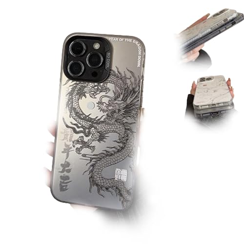 2024 Chinese Tradition Dragon Edition Case for iPhone, Chinese Dragon Cover Case, Phone Shell Shockproof Case Bumper Protectiv for iPhone 15/14/13/12/11 (for iphone12 promax,Black) von WEJDYKG