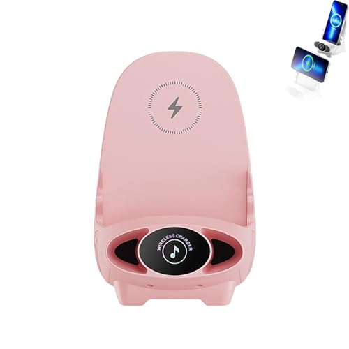WEJDYKG Mini Chair Wireless Fast Charger Multifunctional Phone Holder, Portable Mini Chair Wireless Charger, with Speaker Function for All Phones (Pink) von WEJDYKG