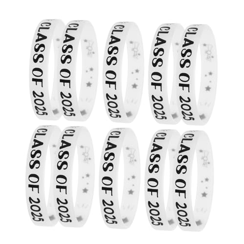 WEKAMOS 10 Stück 2025 Abschlussarmband Kindergarten -abschlussfeier Gefälligkeiten Graduationsparty Gefälligkeiten Klasse Von 2025 Abschlussfeiern Vorräte Armband Abschluss Weiß Kieselgel von WEKAMOS
