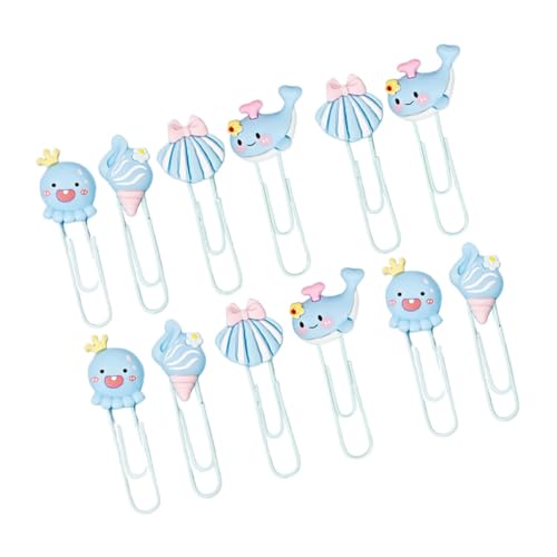 WEKAMOS 12 Stück Marine Animal Paper Clip Meerestier Lesezeichen Schulbedarf Meerestier Süße Lesezeichen Papierclips Meerestiere neuartige Büroklammern Dateinotizclips Metall von WEKAMOS