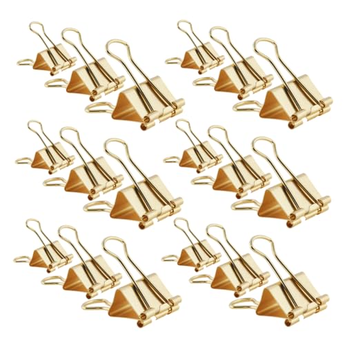 WEKAMOS 42 Stück langer Schwanzclip bürobedarf büroklammern multifunktionale clips papierklammern Aktenklammern sortierte Bindeklammern kleine zum Basteln Metall Golden von WEKAMOS