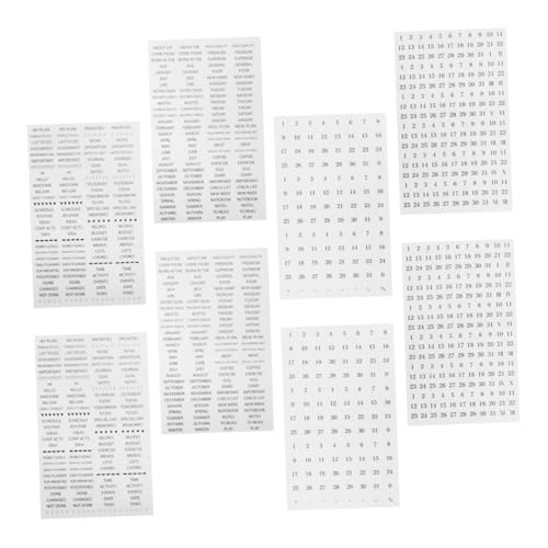 WEKAMOS 8 Stück Tagebuch-Planer-Aufkleber scrapbooking zubehör scrapbooking aufkleber kalender aufkleber Journaling-Aufkleber Tagesplaner-Aufkleber Scrapbook-Aufkleber-Familie PVC Black von WEKAMOS