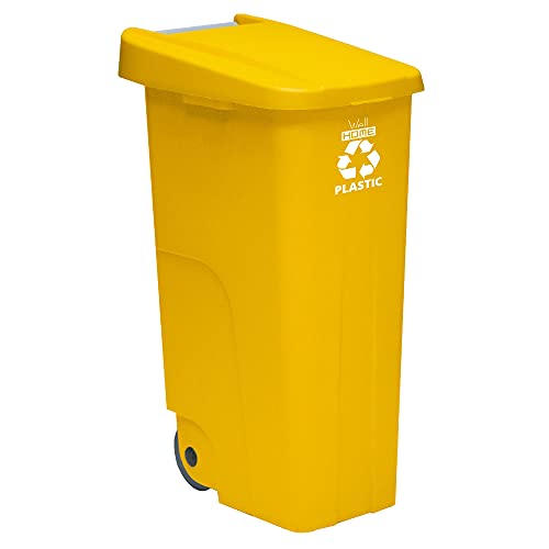 Container Wellhome recyceln 110 Liter, mit Deckel geschlossen, ideal für Kunststoffrecycling, mit Rädern von WELL HOME MOBILIARIO & DECORACIÓN