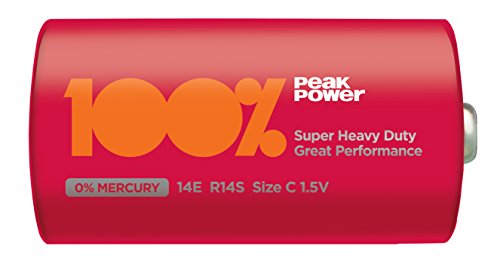 WELL BAT-R14/ZC-SH2-PP Carbon zinc Battery R14 (C), Shrink Peak Power transparent von WELL