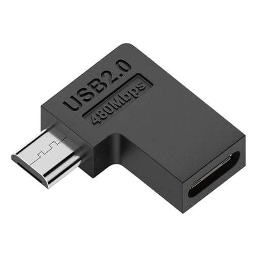WELLDOER Konverter Typ C Buchse auf Micro-USB-Stecker, 480 Mbit/s, Typ C auf Micro-USB, 90 Grad abgewinkelt, für USB-C-Verlängerungsstecker, unterstützt keine Funktion WELLDOER Konverter Typ C Buchse auf Micro-USB-Stecker, 480 Mbit/s, Typ C auf Micro-USB, 90 Grad abgewinkelt, für USB-C-Verlängerungsstecker, unterstützt keine Funktion von WELLDOER