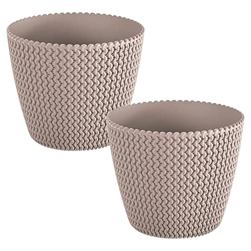 2x Maceta redonda 8L Prosperplast Splofy de plastico en color mocca, Ø25,9 x 22 cm von WELL HOME MOBILIARIO & DECORACIÓN