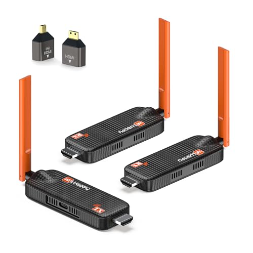 Wireless HDMI Transmitter and 2 Receivers, Up to 6 RXs, HDMI Transmitter and Receiver, 5G/1080P Wireless Extender Streaming Video Audio for Laptop, Camera to TV, Projektor, Monitor - 165FT/50M Wireless HDMI Transmitter and 2 Receivers, Up to 6 RXs, HDMI Transmitter and Receiver, 5G/1080P Wireless Extender Streaming Video Audio for Laptop, Camera to TV, Projektor, Monitor - 165FT/50M von WELUSOPU