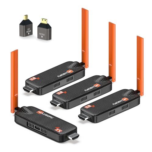Wireless HDMI 1 Transmitter and 3 Receiver, Up to 6 RXs, HDMI Transmitter and Receiver, 5G/1080P Wireless Extender Streaming Video Audio for Laptop, PC to TV, Projector, Display - 165FT/50M Wireless HDMI 1 Transmitter and 3 Receiver, Up to 6 RXs, HDMI Transmitter and Receiver, 5G/1080P Wireless Extender Streaming Video Audio for Laptop, PC to TV, Projector, Display - 165FT/50M von WELUSOPU