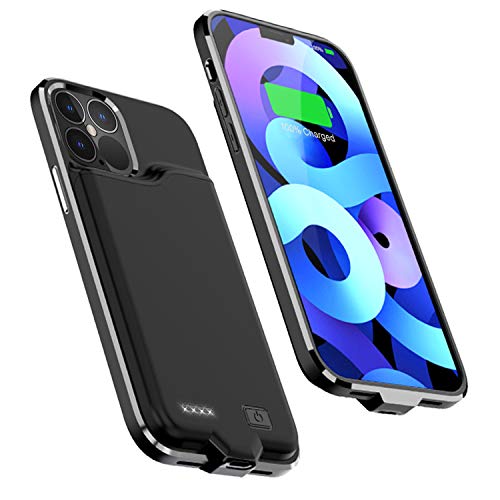 WELUV Ladehülle Für iPhone 12 12 Pro Akku Hülle Dünn 5500mAh Silikon Ladebatterie Handy Schutzhülle Batterie Case Induktives Laden Backup Case Travel Hülle Protective Cover Schwarz von WELUV