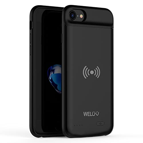 WELUV Qi Akku Hülle Für iPhone 6 6s 7 8 SE2 SE3 Kabelloses Ladehülle 3200mAh Akku Case QI Case Dünn ladehuelle Wireless Ladebatterie Handy Schutzhülle 2023 von WELUV
