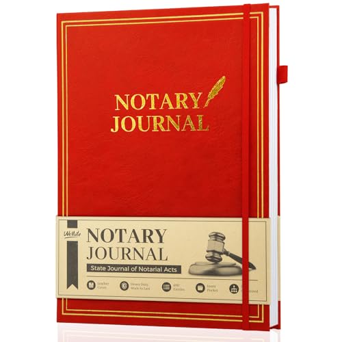 WEMATE Notar-Journal-Logbuch mit 480 Rekordeinträgen, Notarbedarf für öffentliche Aufzeichnungen, Hardcover-Notarjournal - 160 nummerierte Seiten, 120 g/m² dickes Papier, 30,5 x 21,6 cm (Rot) von WEMATE
