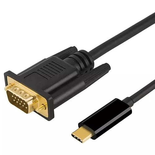 USB C auf VGA Kabel, Typ C auf VGA Kabel, vergoldet, 15-polig, Thunderbolt 3-Stecker auf Stecker, 1080p, kompatibel mit iPhone 15, iPad Pro, MacBook Pro/Air 2023, Samsung, Dell XPS, Projektor (1,8 m) von WENIVO